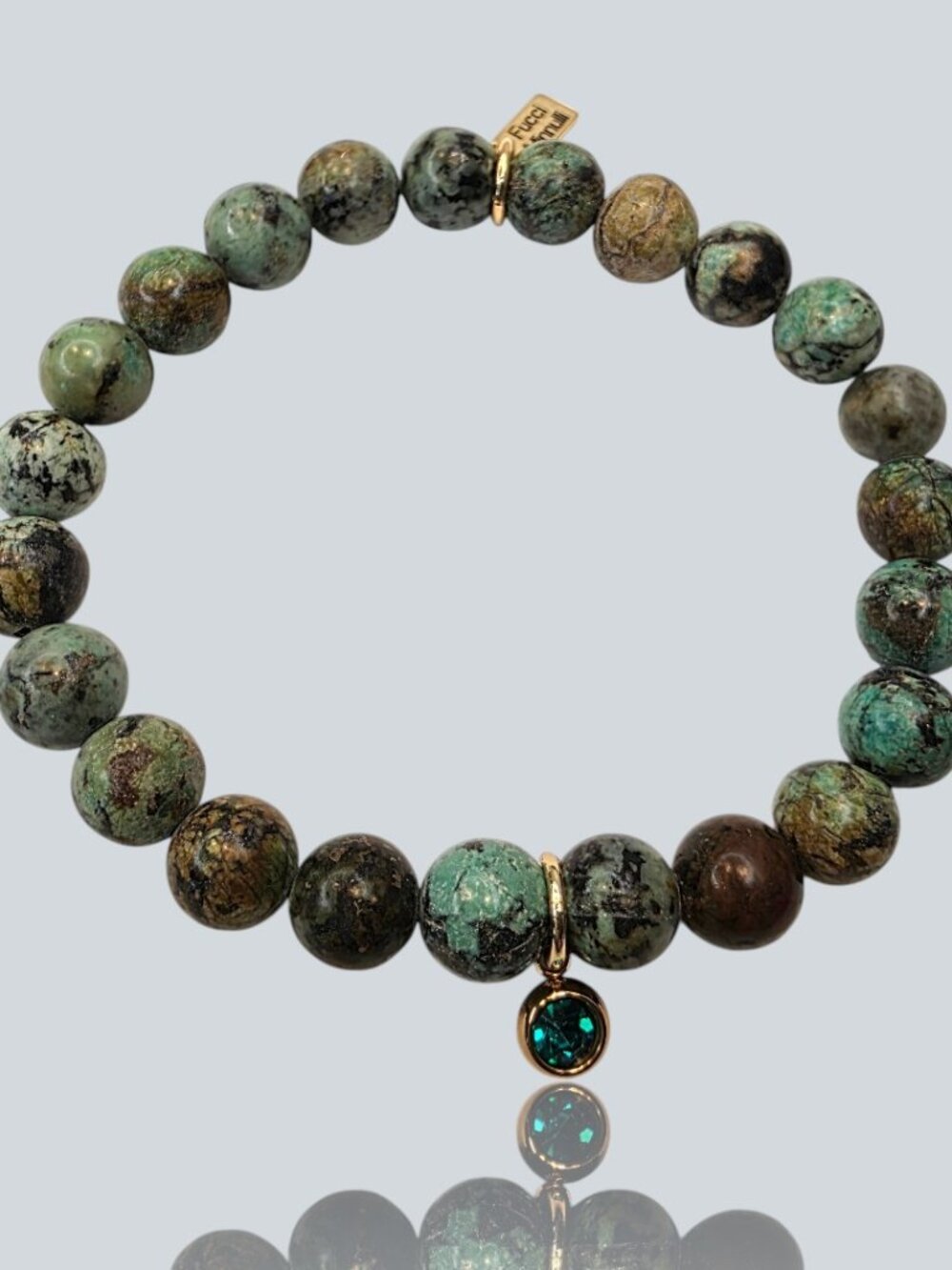Jasper & Emerald Green 14K Gold-filled Charm Bracelet by Fucci Minnull  NWT